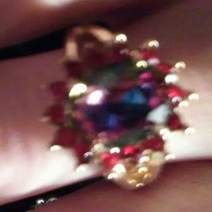 Valentine's gift yellow gold ring with tourmaline